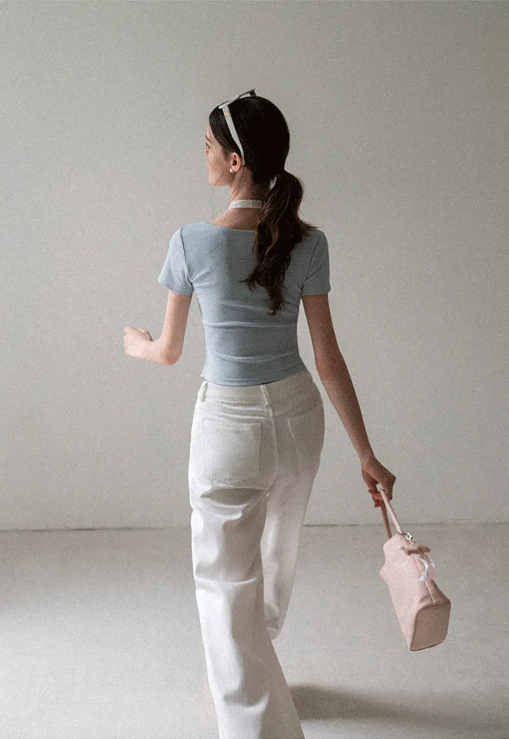Front Knot Detail Cropped T Shirt