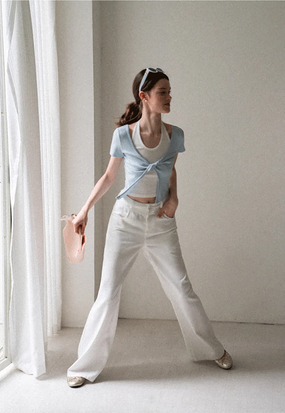 Front Knot Detail Cropped T Shirt