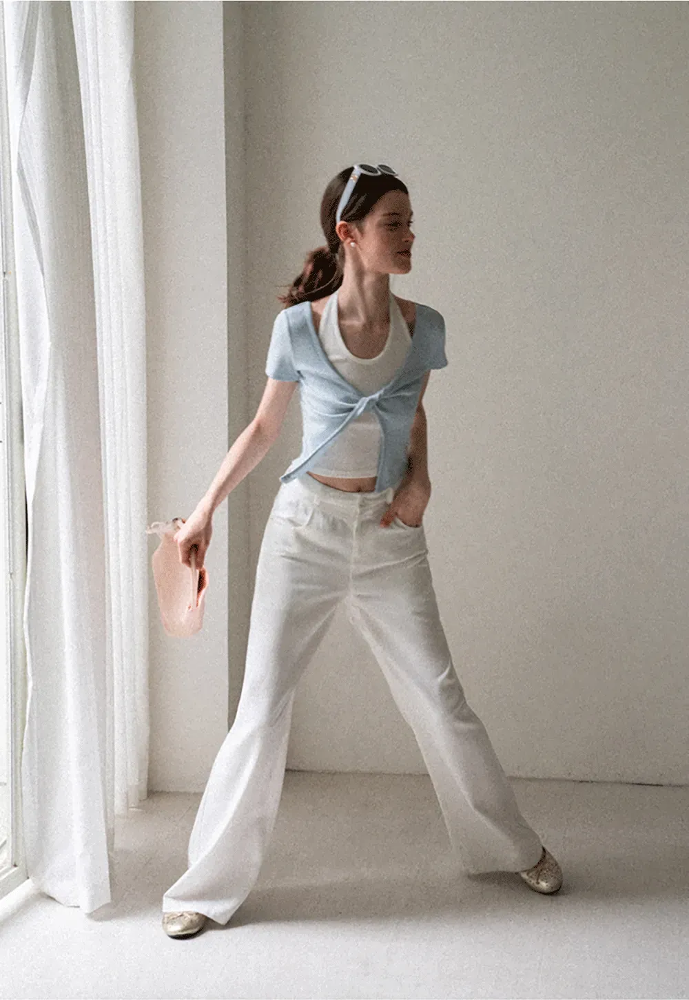 Front Knot Detail Cropped T Shirt