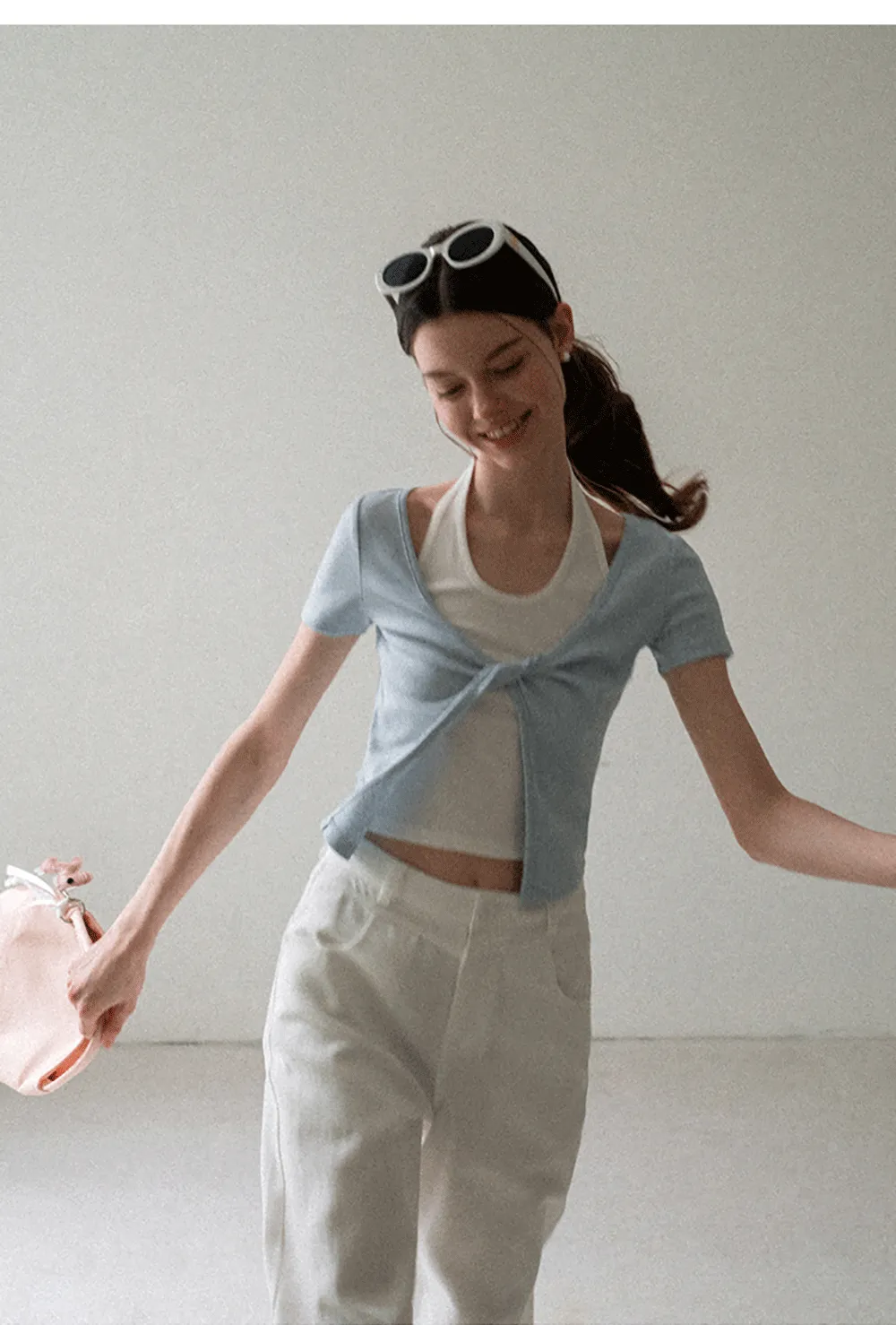 Front Knot Detail Cropped T Shirt