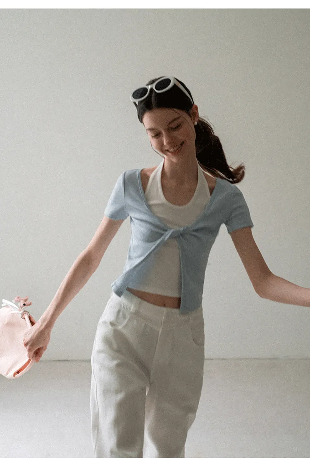 Front Knot Detail Cropped T Shirt