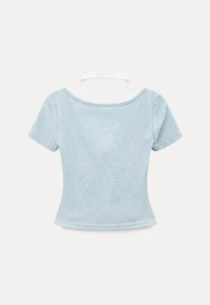 Front Knot Detail Cropped T Shirt