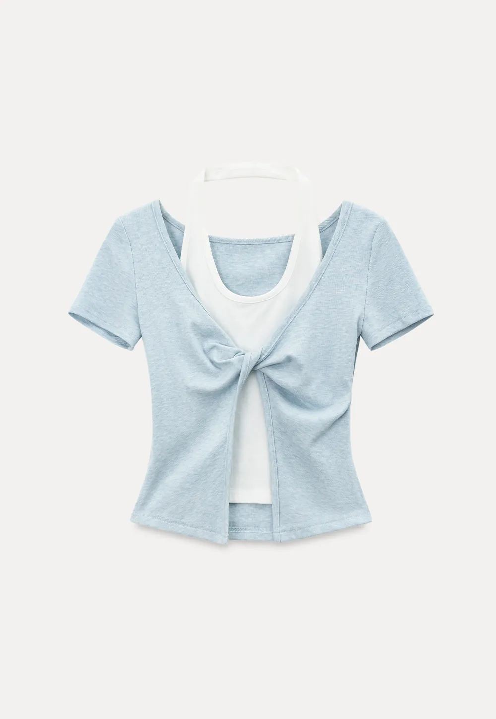 Front Knot Detail Cropped T Shirt