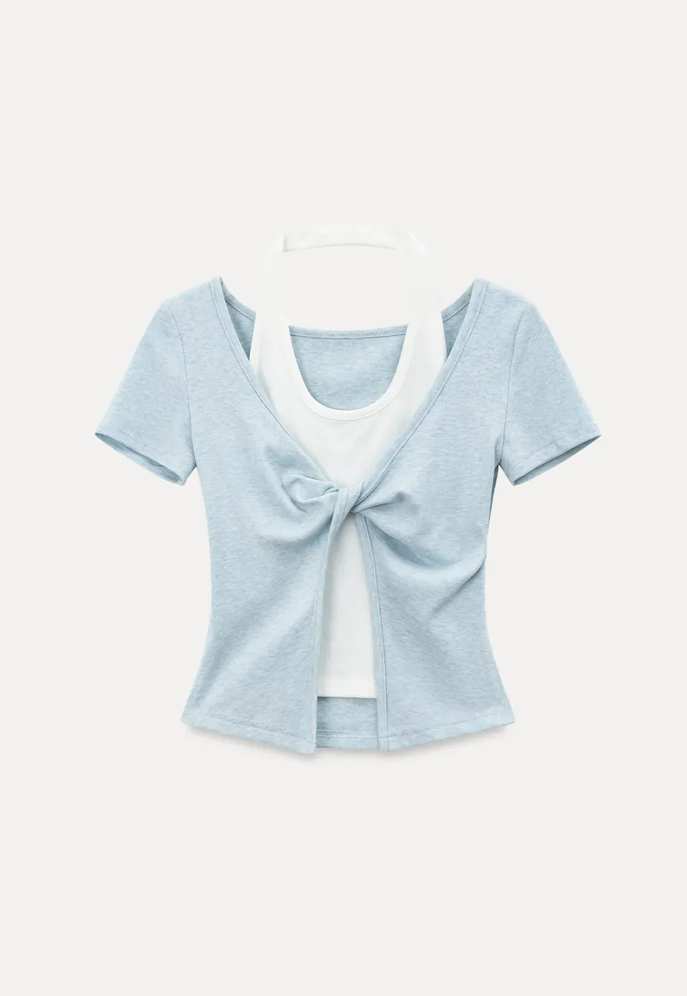 Front Knot Detail Cropped T Shirt
