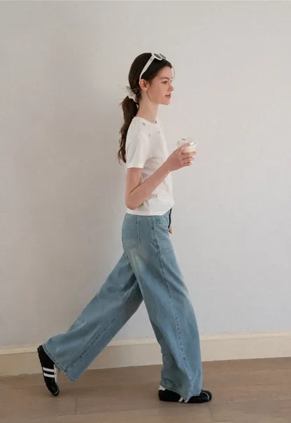 Embroidered Yoke Sheer Overlay T Shirt