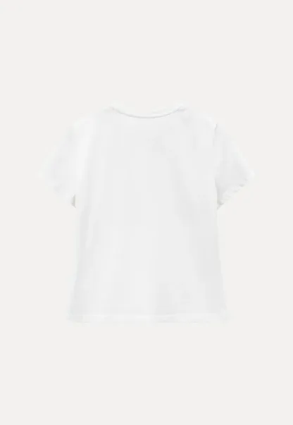 Embroidered Yoke Sheer Overlay T Shirt