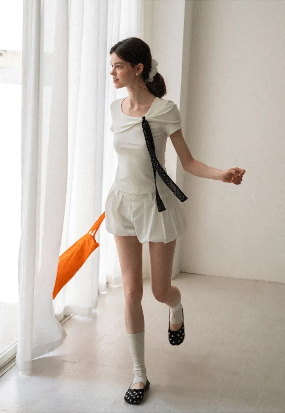 Twisted Knot Front Short Sleeve T Shirt