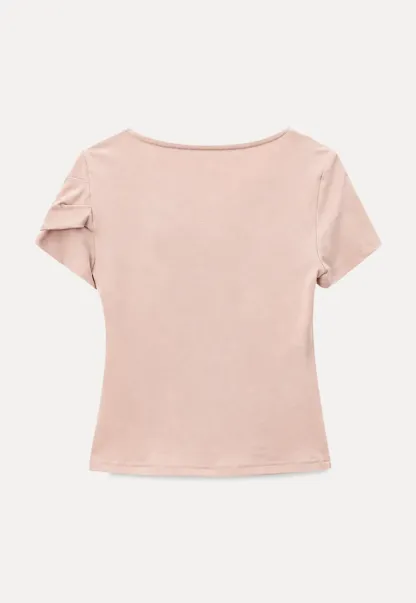 Twisted Knot Front Short Sleeve T Shirt