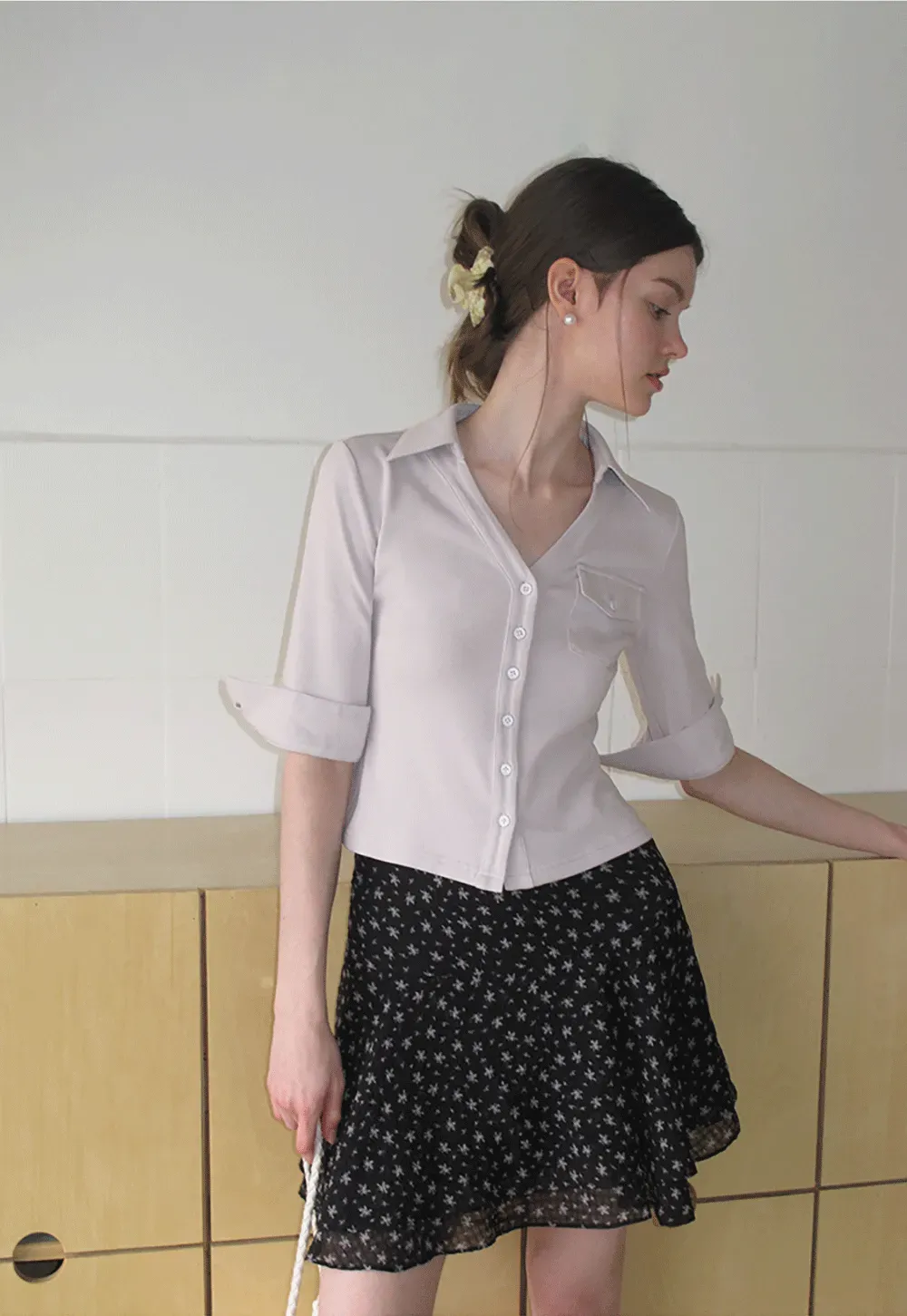 Collared Long Sleeve T Shirt