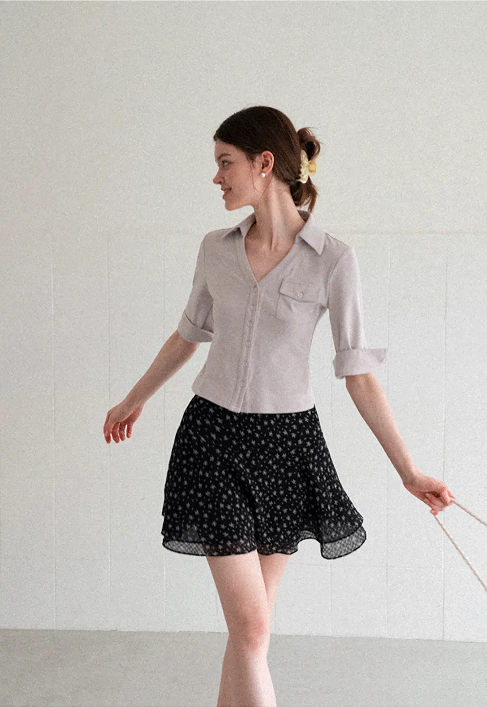 Collared Long Sleeve T Shirt