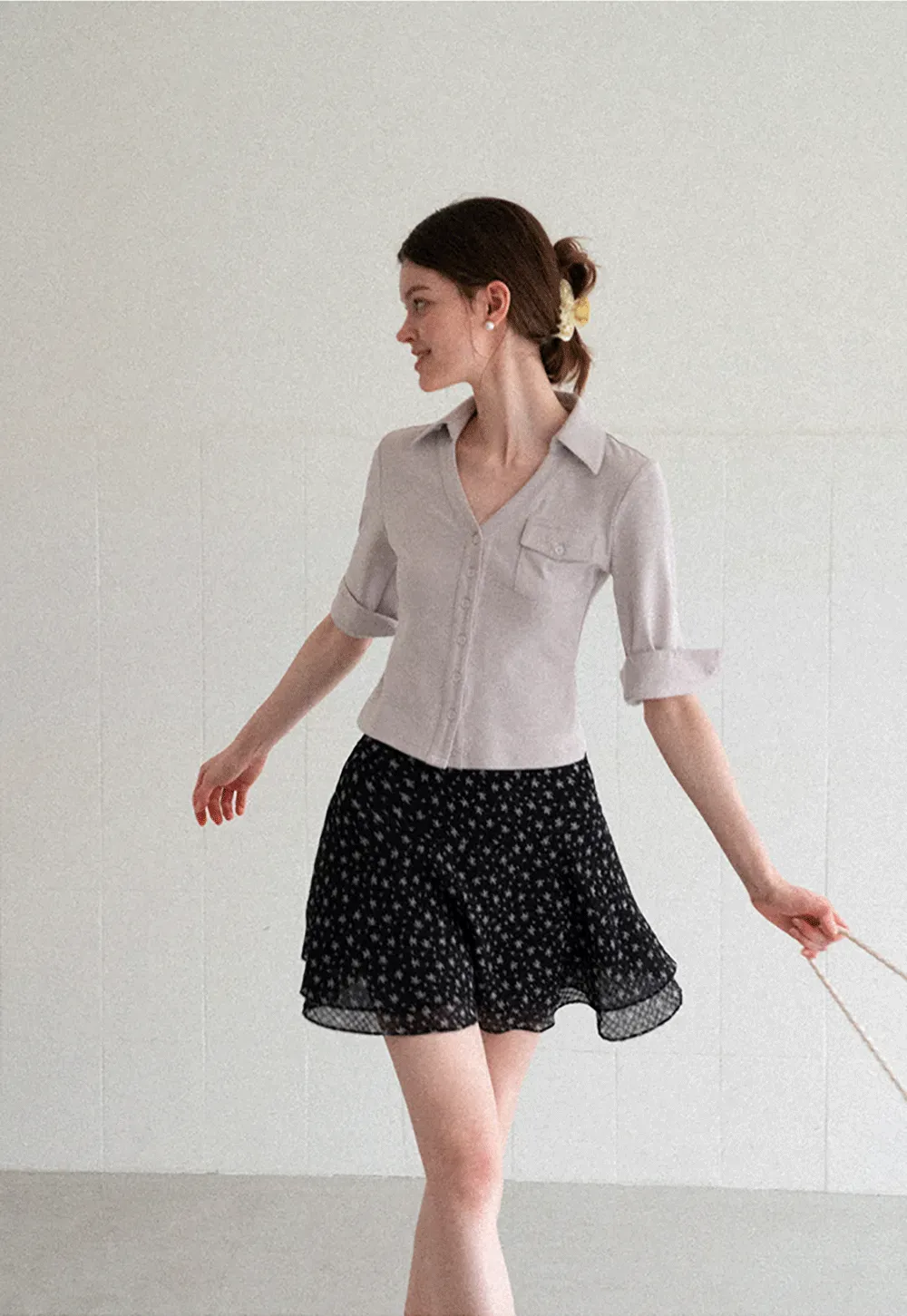 Collared Long Sleeve T Shirt
