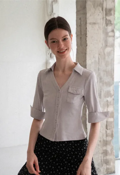 Collared Long Sleeve T Shirt
