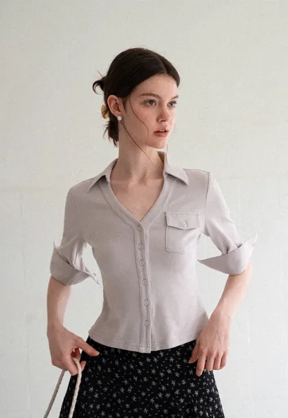 Collared Long Sleeve T Shirt