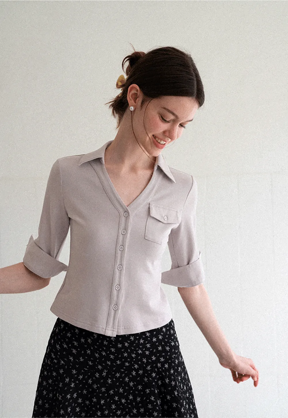 Collared Long Sleeve T Shirt