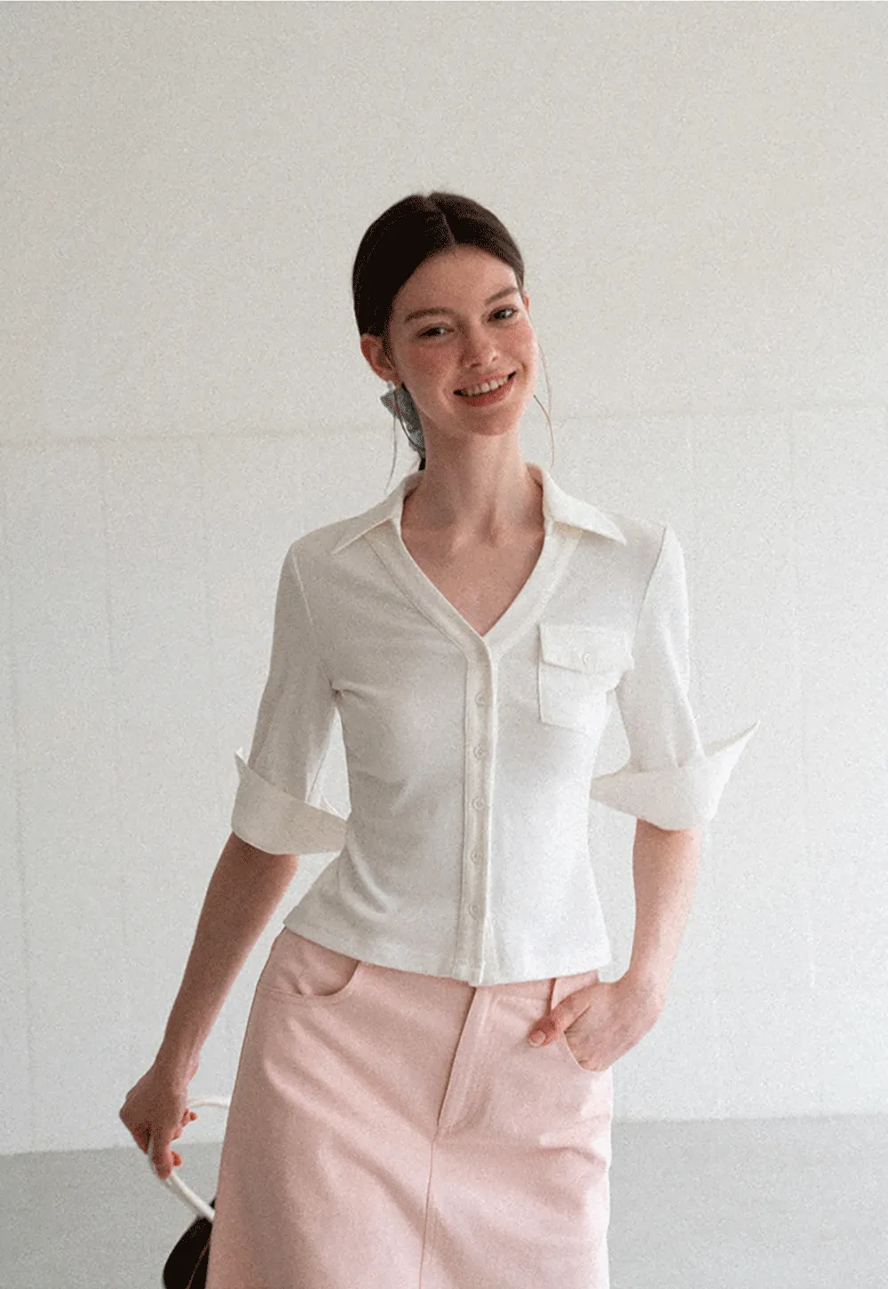 Collared Long Sleeve T Shirt