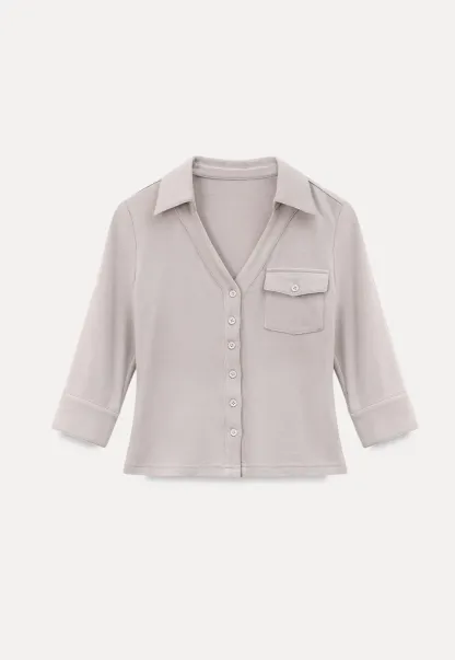 Collared Long Sleeve T Shirt