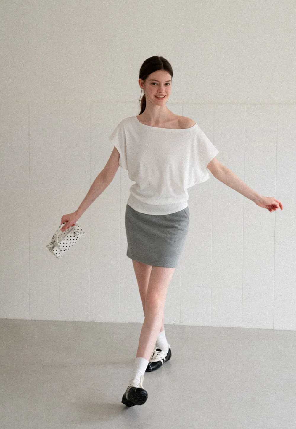 Relaxed Fit Boat Neck Short Sleeve T Shirt