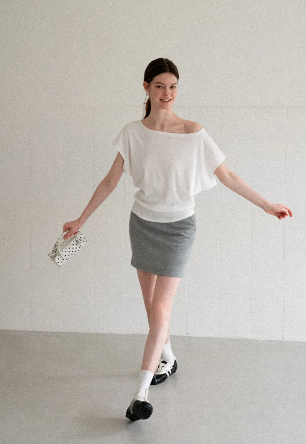 Relaxed Fit Boat Neck Short Sleeve T Shirt