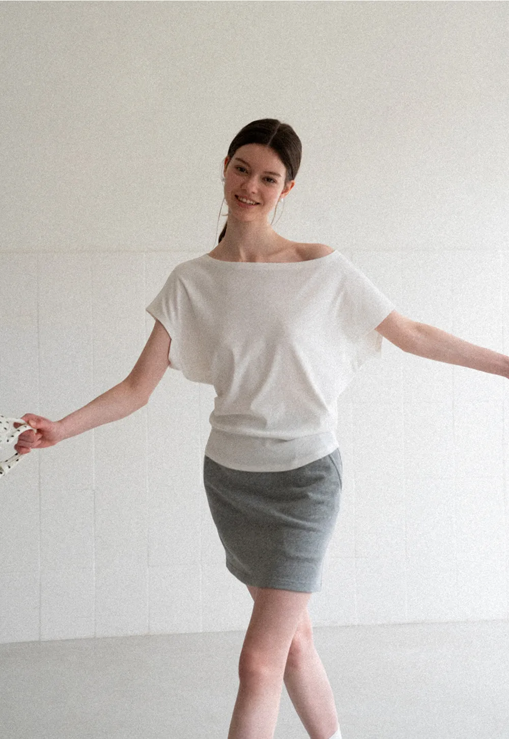 Relaxed Fit Boat Neck Short Sleeve T Shirt
