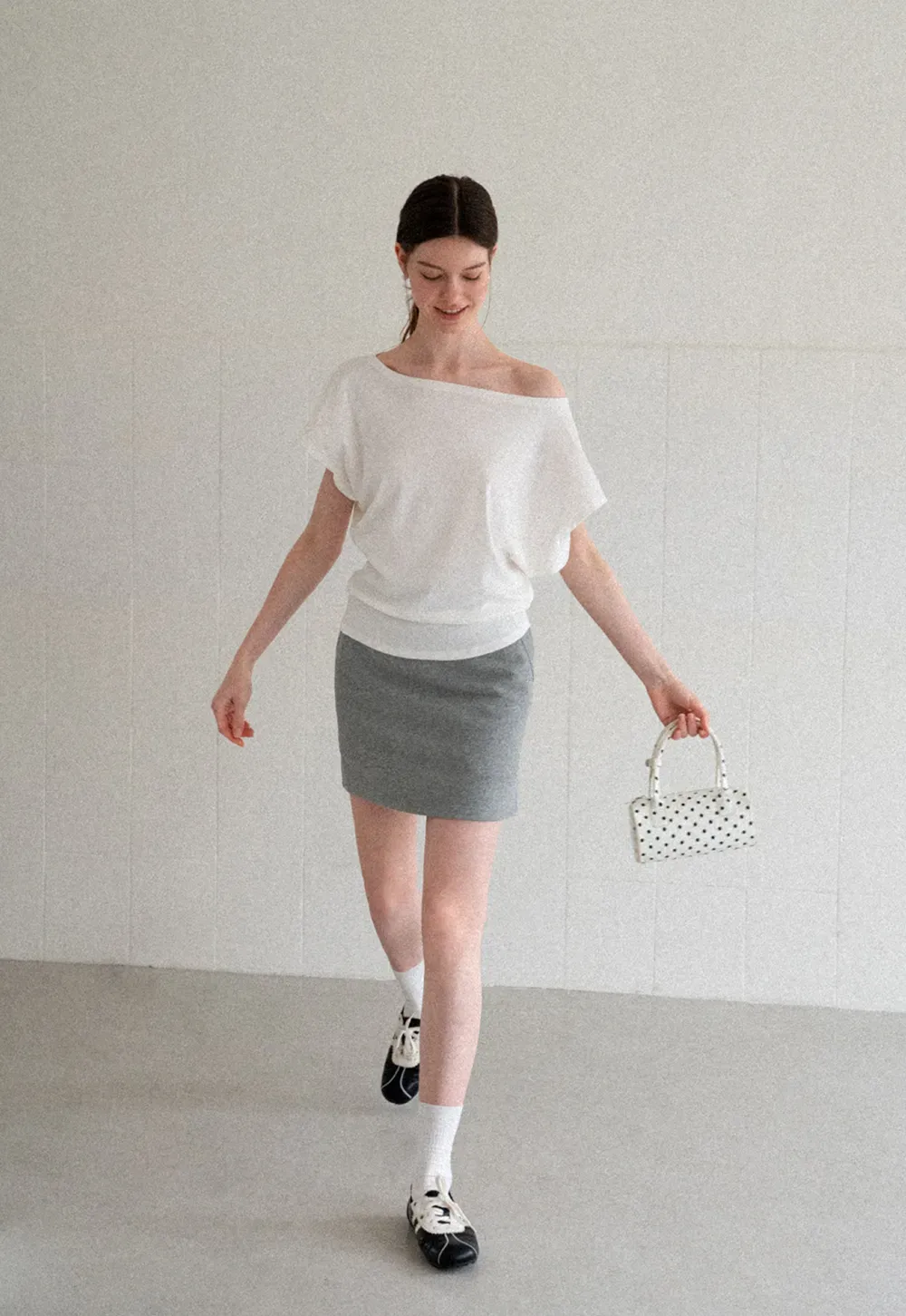 Relaxed Fit Boat Neck Short Sleeve T Shirt