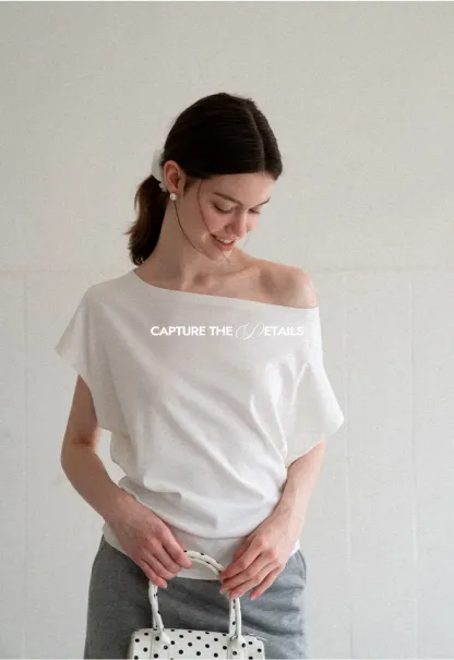 Relaxed Fit Boat Neck Short Sleeve T Shirt