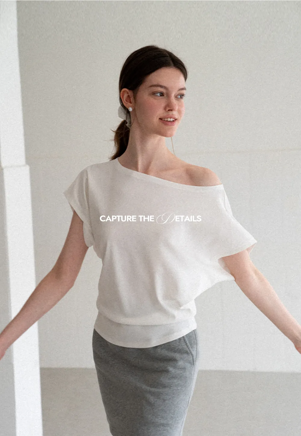 Relaxed Fit Boat Neck Short Sleeve T Shirt