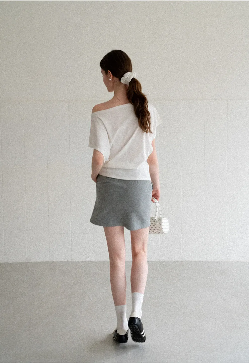 Relaxed Fit Boat Neck Short Sleeve T Shirt