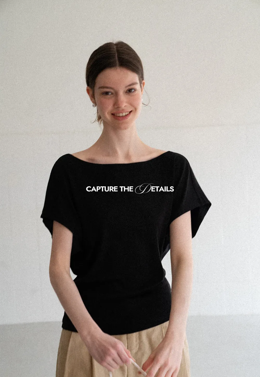 Relaxed Fit Boat Neck Short Sleeve T Shirt