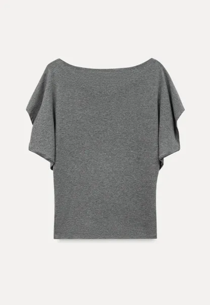 Relaxed Fit Boat Neck Short Sleeve T Shirt