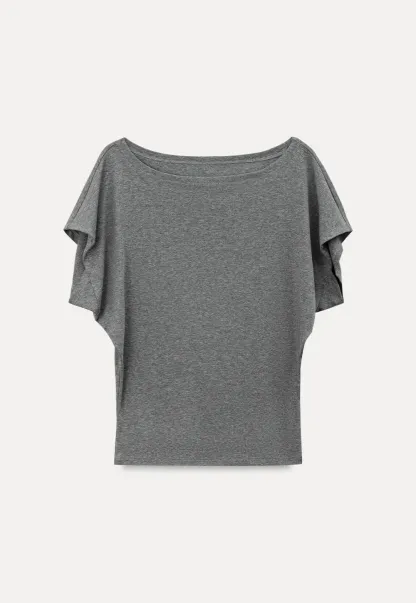 Relaxed Fit Boat Neck Short Sleeve T Shirt