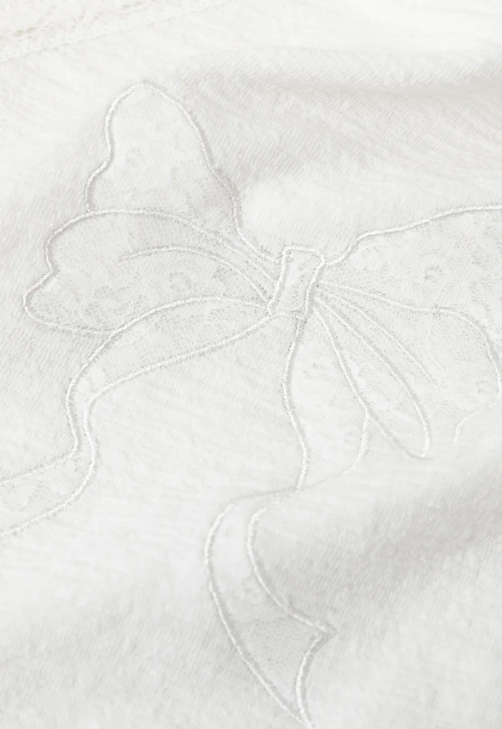 Embroidered Bow Detail Short Sleeve T Shirt