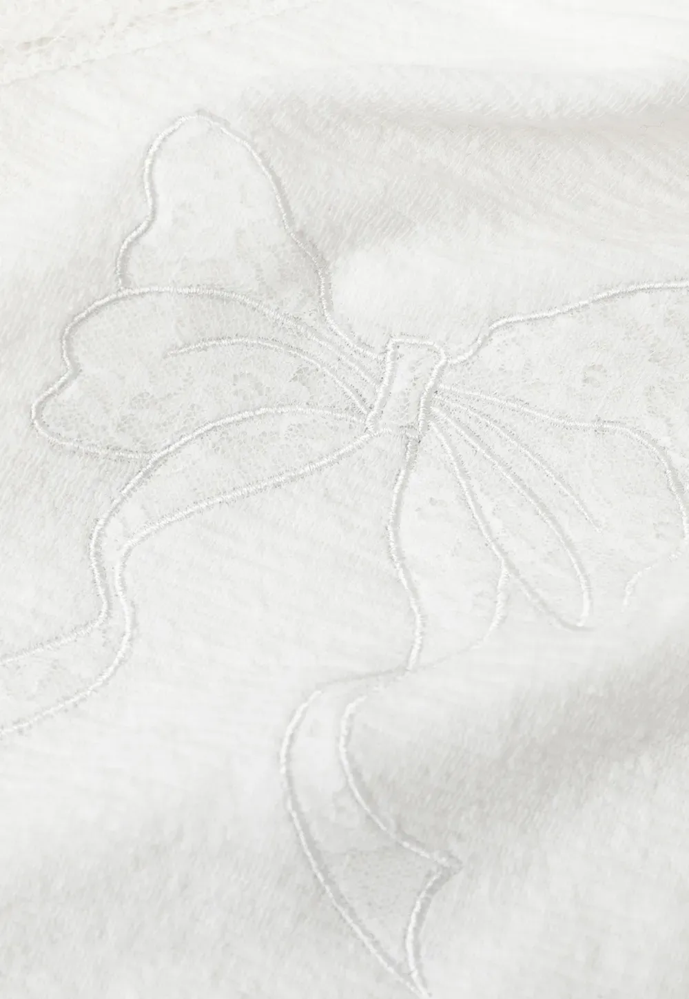 Embroidered Bow Detail Short Sleeve T Shirt