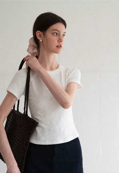 Embroidered Bow Detail Short Sleeve T Shirt