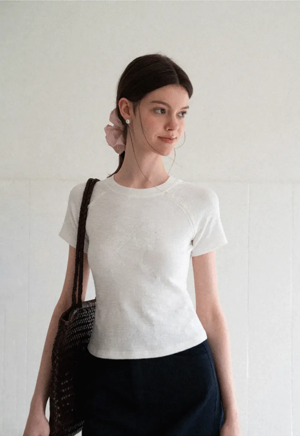 Embroidered Bow Detail Short Sleeve T Shirt