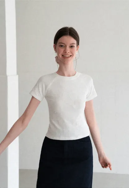 Embroidered Bow Detail Short Sleeve T Shirt