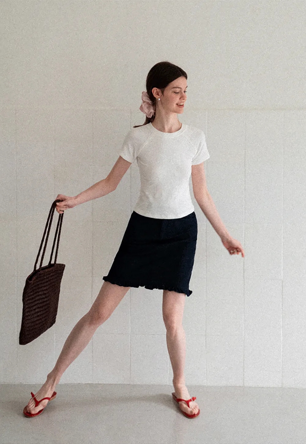 Embroidered Bow Detail Short Sleeve T Shirt