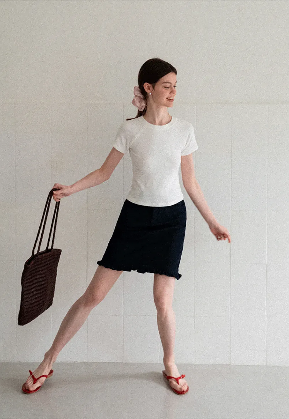 Embroidered Bow Detail Short Sleeve T Shirt