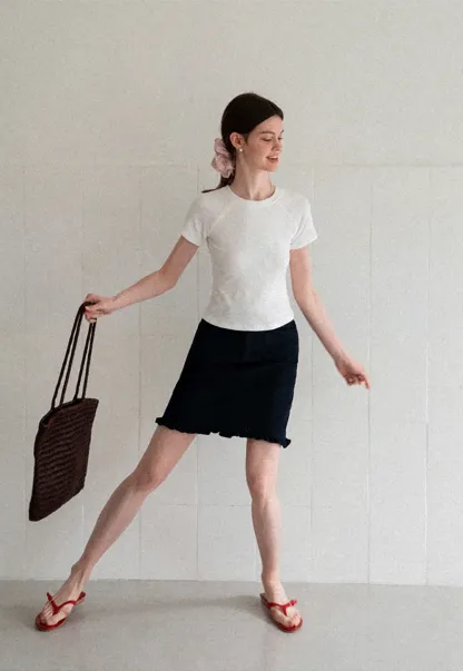 Embroidered Bow Detail Short Sleeve T Shirt