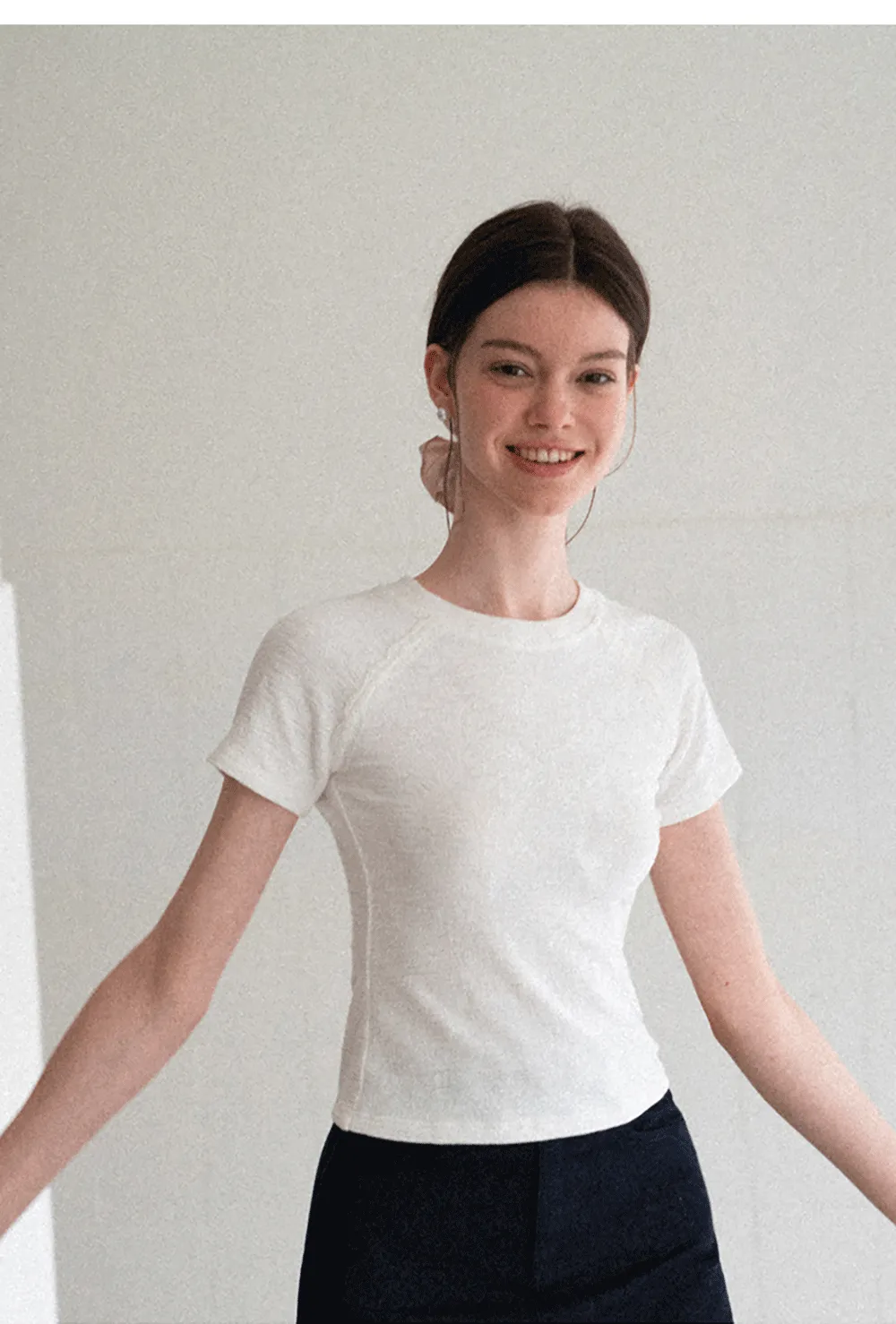 Embroidered Bow Detail Short Sleeve T Shirt