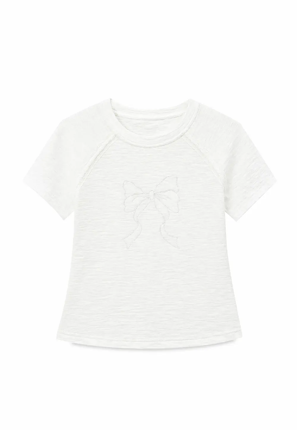 Embroidered Bow Detail Short Sleeve T Shirt