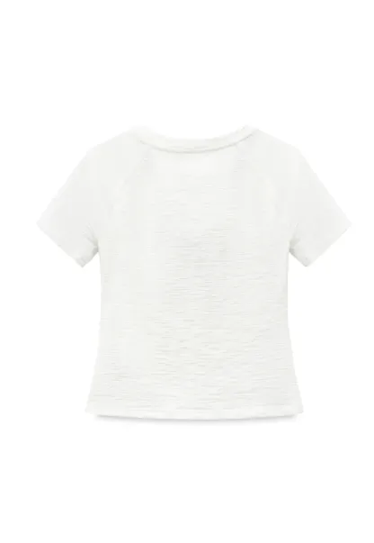 Embroidered Bow Detail Short Sleeve T Shirt