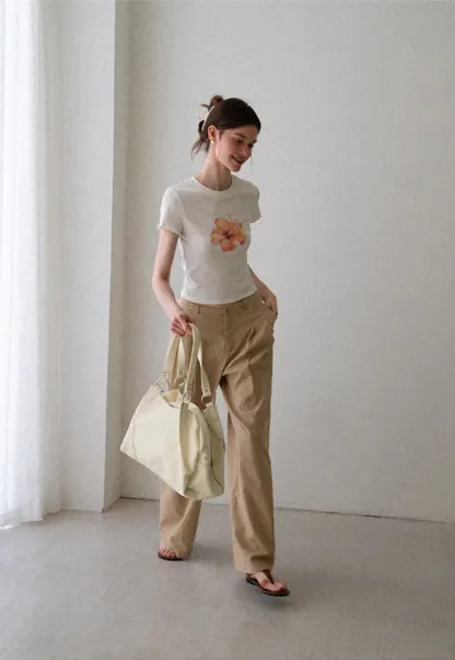 Floral Print Cropped T Shirt