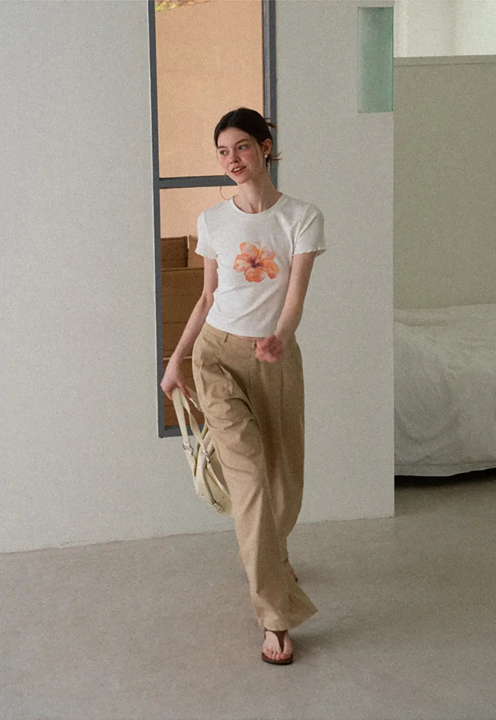 Floral Print Cropped T Shirt