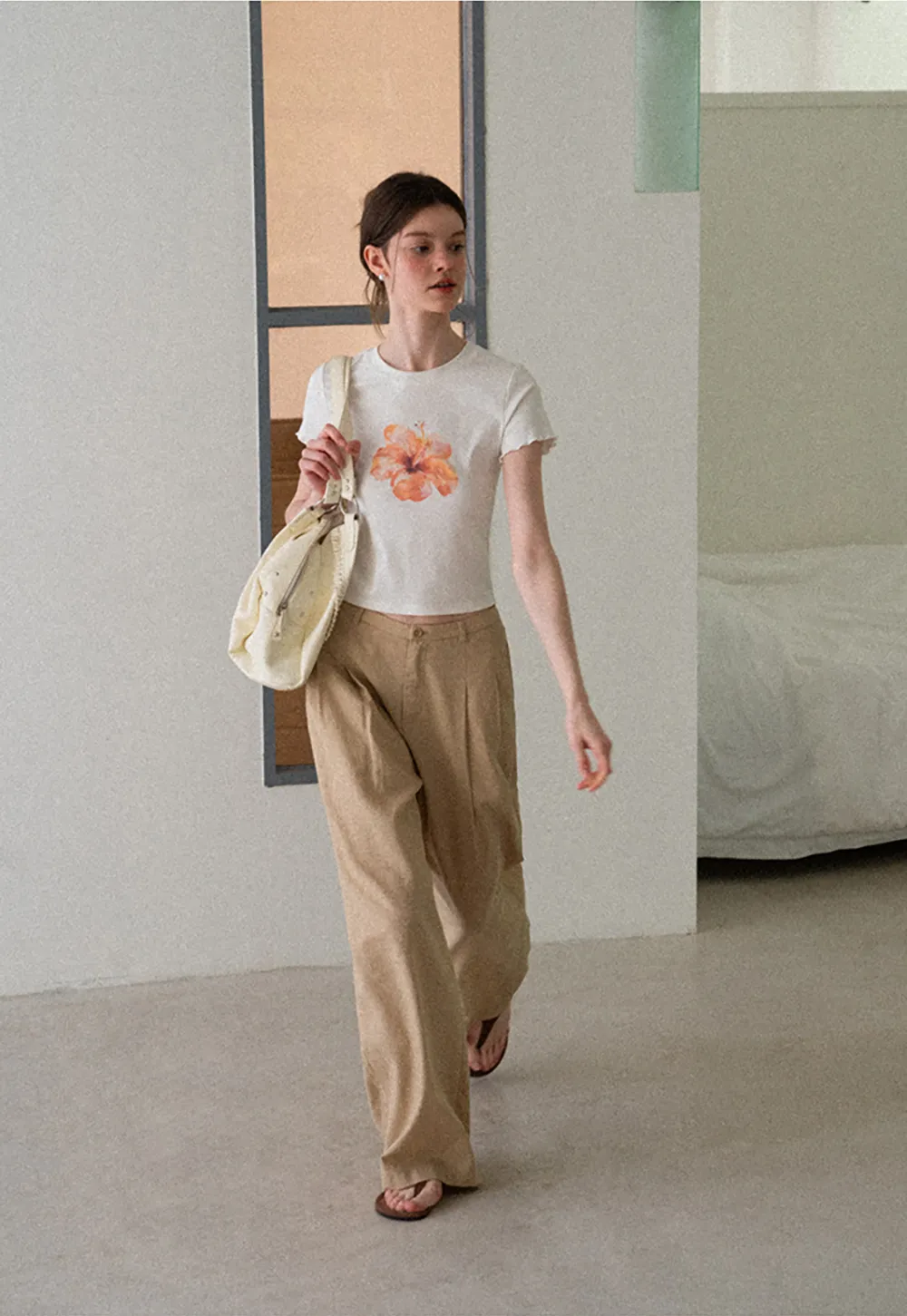 Floral Print Cropped T Shirt