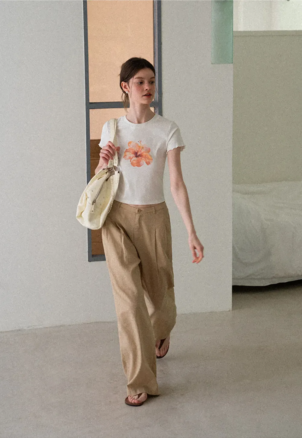 Floral Print Cropped T Shirt