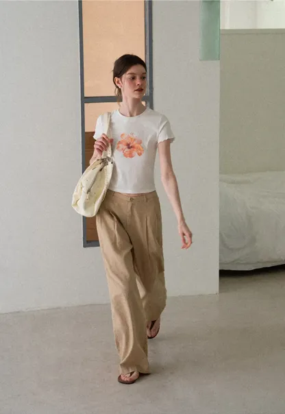 Floral Print Cropped T Shirt