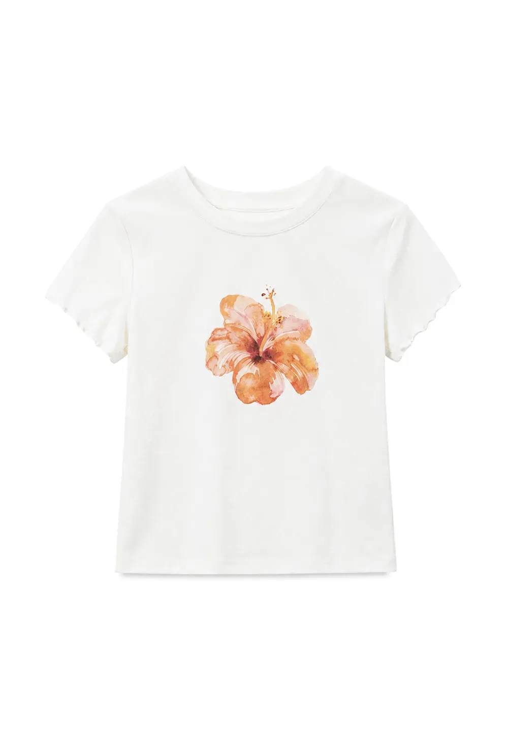 Floral Print Cropped T Shirt