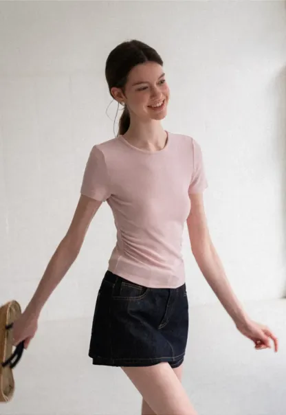 Fitted Crew Neck Short Sleeve T Shirt
