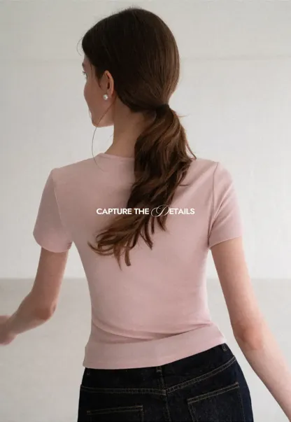 Fitted Crew Neck Short Sleeve T Shirt
