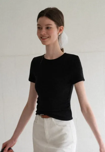 Fitted Crew Neck Short Sleeve T Shirt